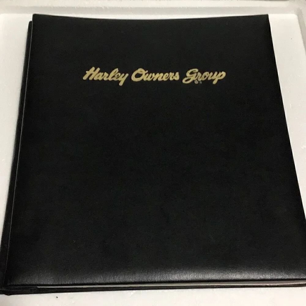 Harley owners group photo album with stationery and logo stickers veteran estate